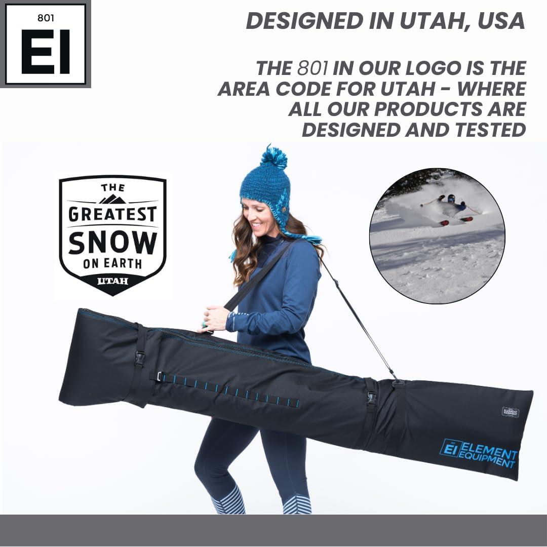 image:imageElement Equipment Padded Ski Bag Adjustable One Size Fits All Travel Ski BagBlackBlue