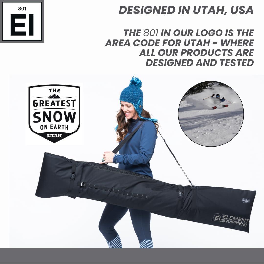 image:imageElement Equipment Padded Ski Bag Adjustable One Size Fits All Travel Ski BagBlackGrey
